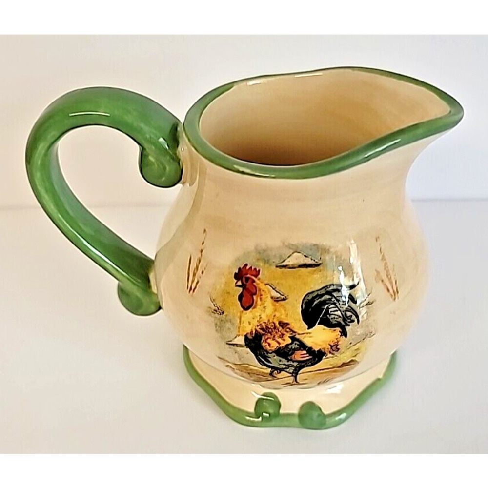 Gibson Designs Hand Painted Royal Rooster Creamer Pitcher 3.75"H